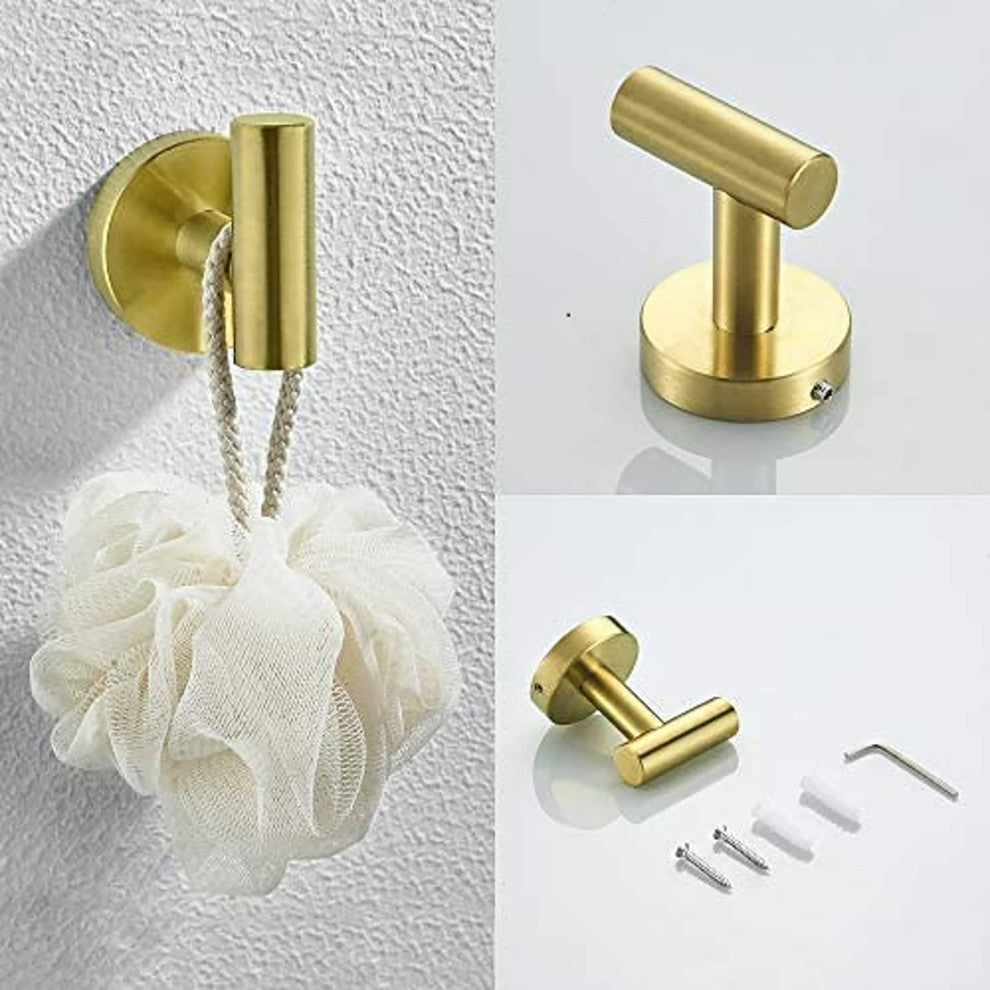 3-Piece Wall Mounted Bathroom Accessory Set, Brushed Gold