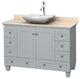 Acclaim Oyster Gray Vanity, 48", Avalon White Carrera Marble, Ivory Marble