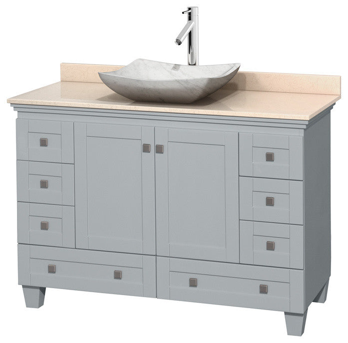 Acclaim Oyster Gray Vanity, 48", Avalon White Carrera Marble, Ivory Marble