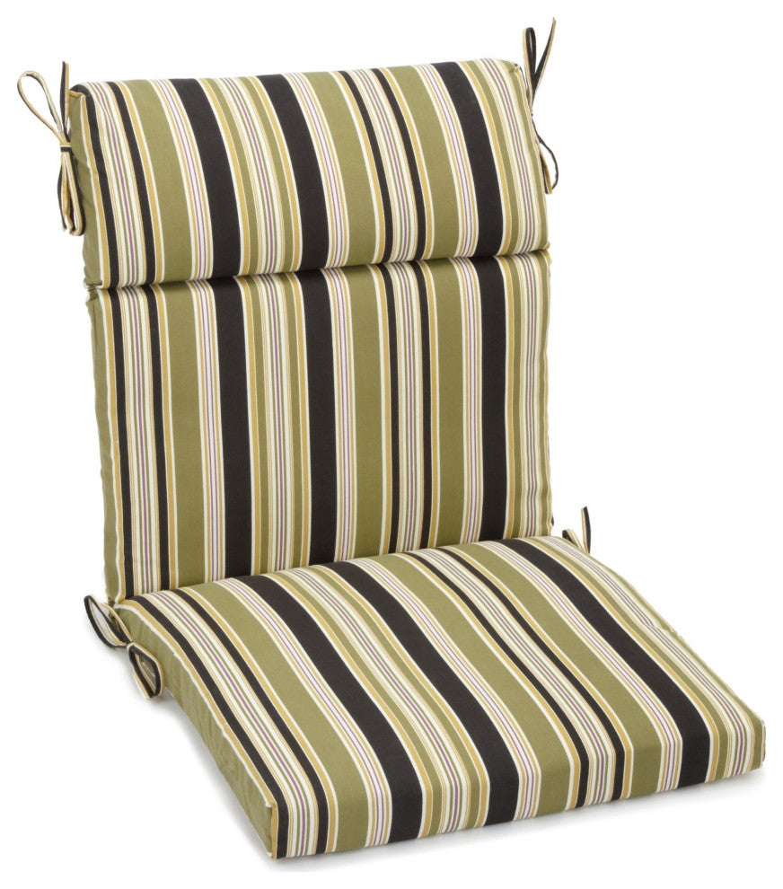 18"X38" Spun Polyester Patterned Outdoor Squared Chair Cushion, Eastbay Onyx