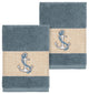 Linum Home Textiles Easton Embellished, Teal, Washcloth, 2-Piece Set