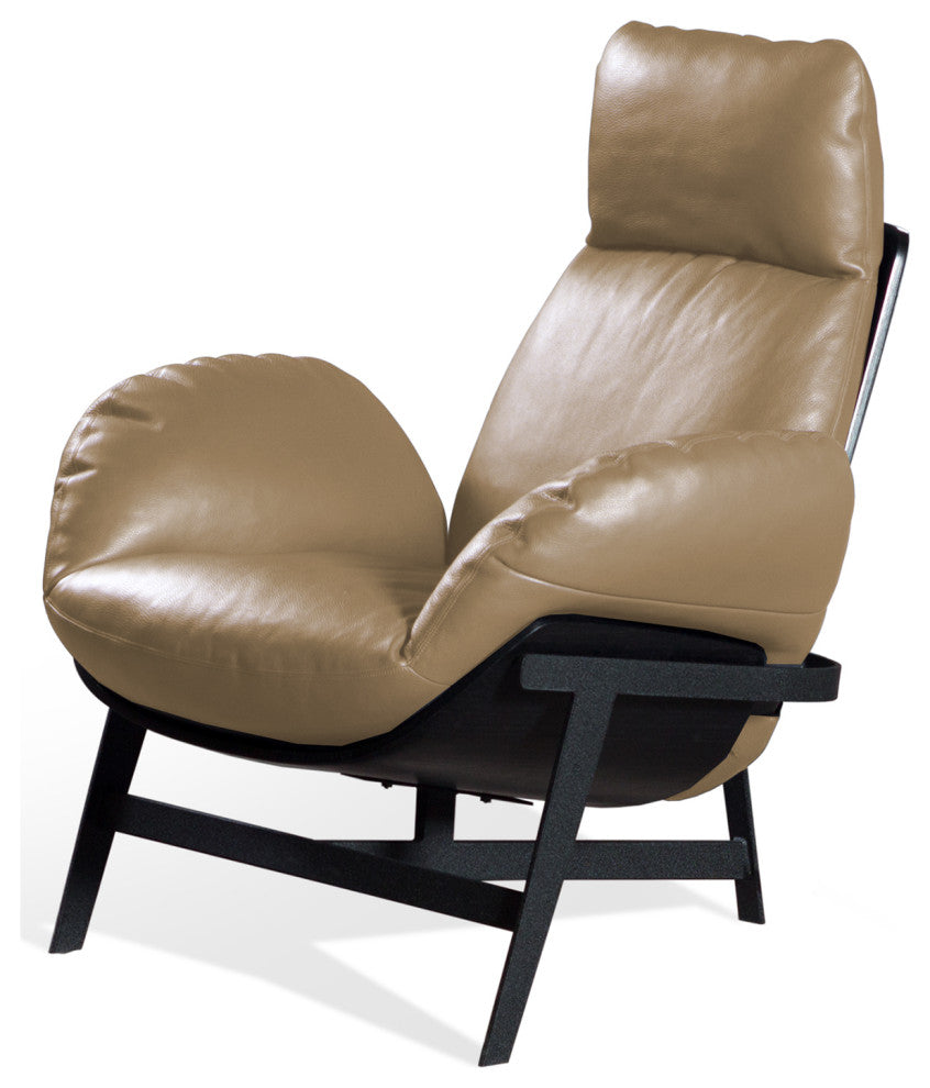 Nativa Interiors Enzo Geniune Leather Chair, Almond