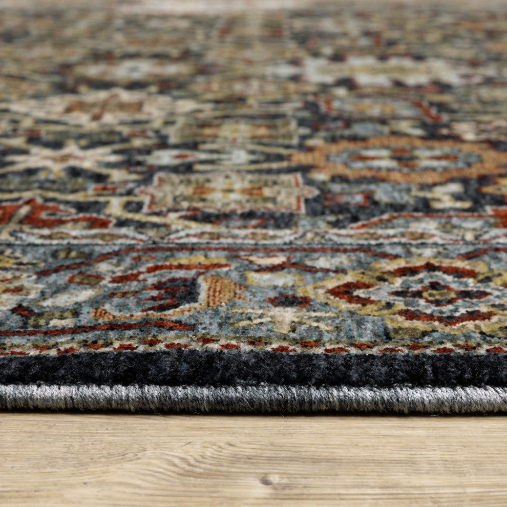 Augustus Persian Panel Blue/ Multi Indoor Area Rug, Blue, 5'3"x7'6"