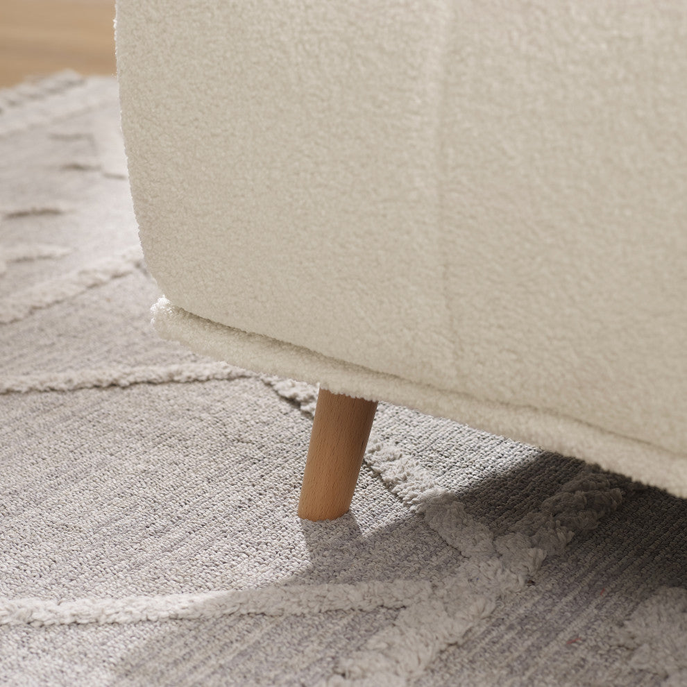 Modern Fabric Upholstered Convertible Sofa Bed Folding Sleeper Chair, Off White