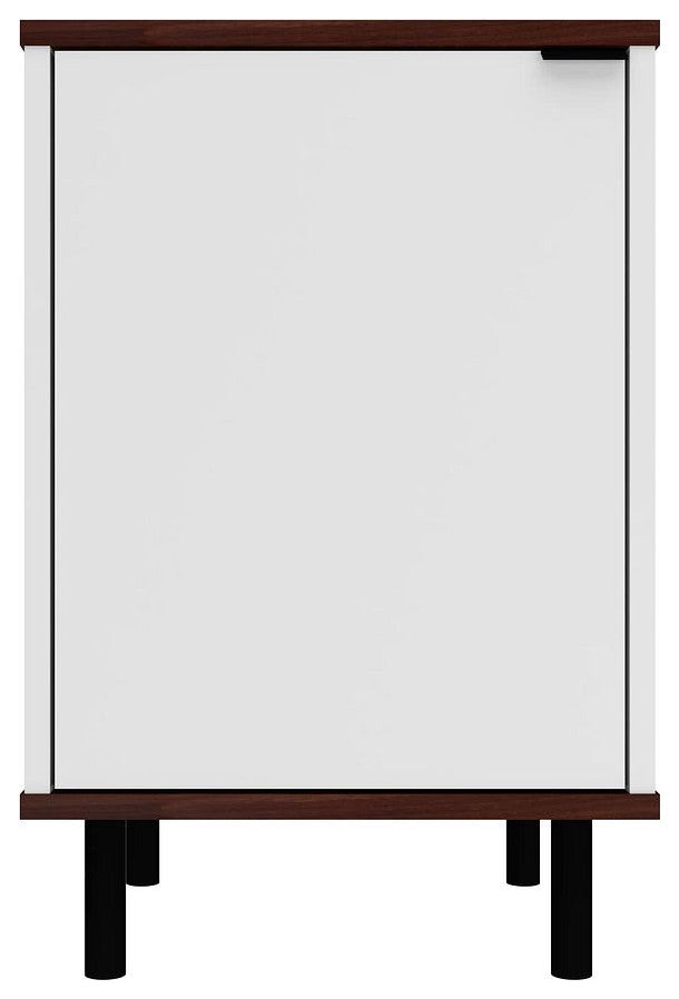 Mosholu Nightstand in White and Nut Brown