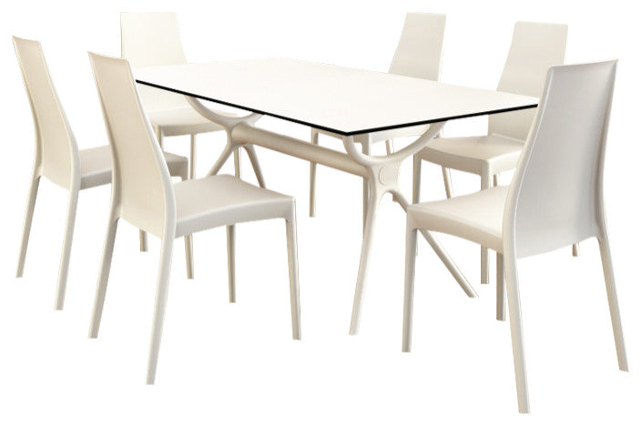 Miranda Dining Set With 6 Chairs White