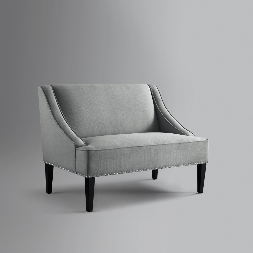 Inspired Home Aryanna Bench Upholstered, Light Gray Linen