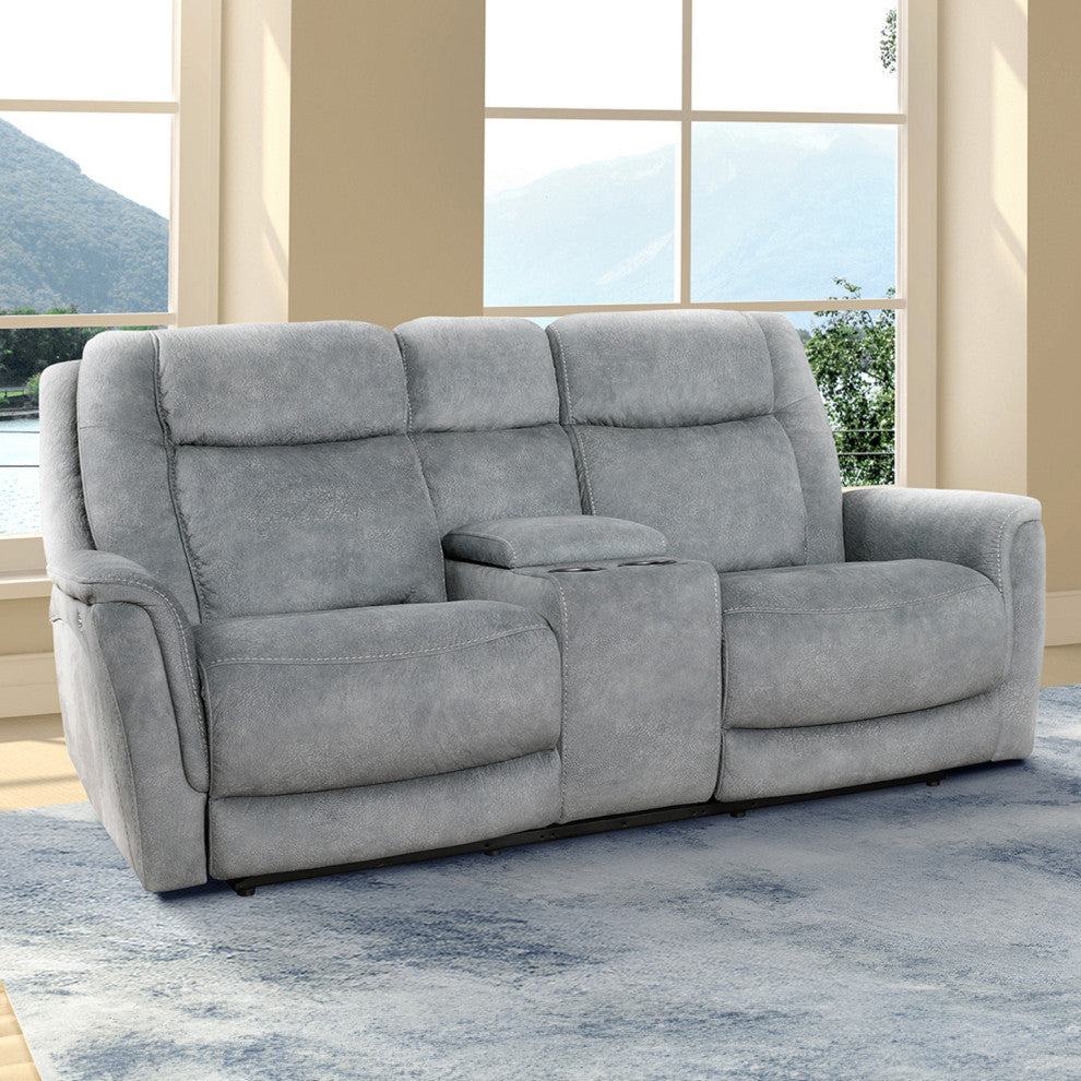 Linus Hudson Grey Power Reclining Sofa and Recliner