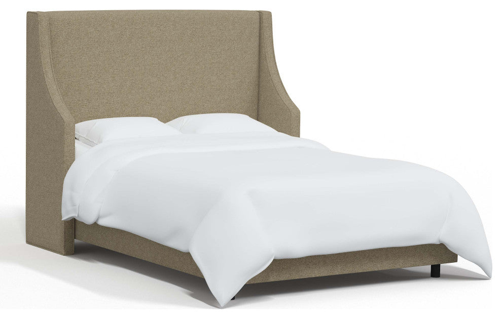 Fully Upholstered Wingback Bed, Zuma Linen, Twin