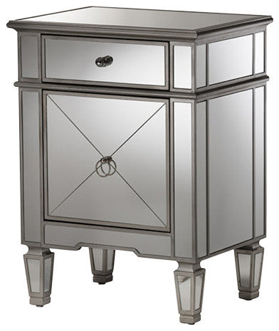 Claudia HollyWood Regency Glamour Style Mirrored Nightstand