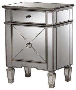 Claudia HollyWood Regency Glamour Style Mirrored Nightstand