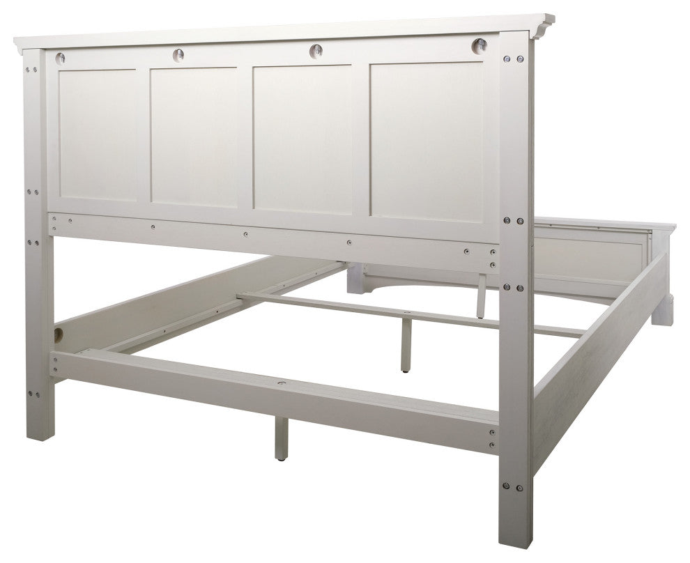 Farmhouse Basics Queen Bed Set 3/CTN, Rustic White Finish