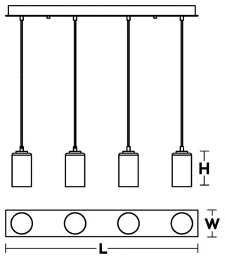 Leo 4-Light Linear Pendant, 120V, 60W, Satin Nickel