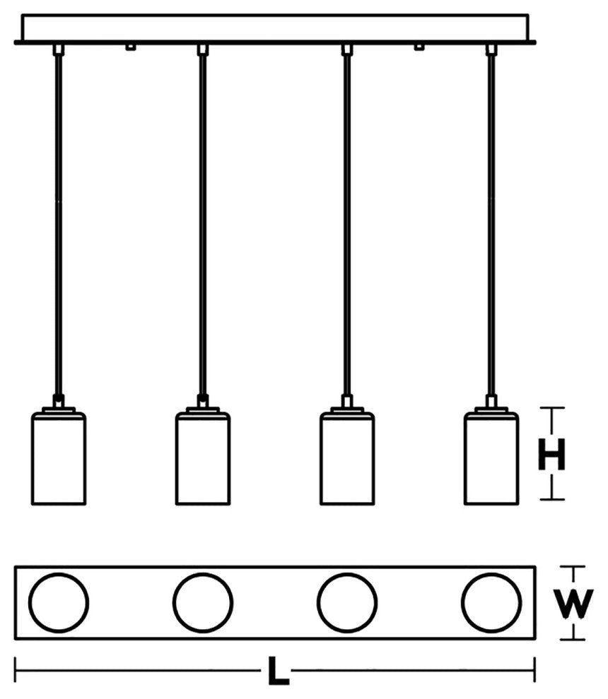 Leo 4-Light Linear Pendant, 120V, 60W, Satin Nickel