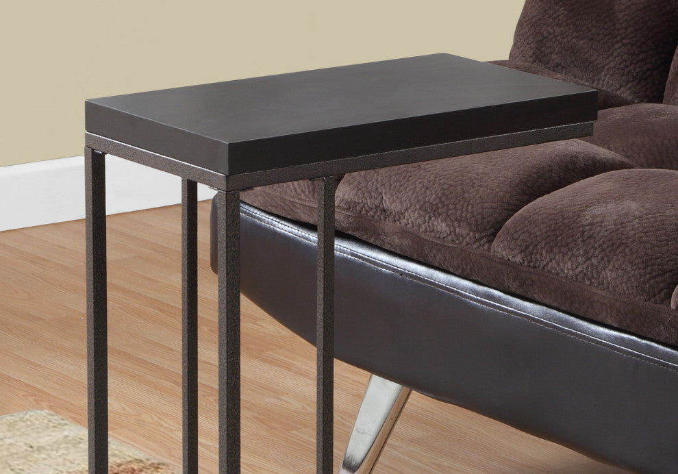 HomeRoots 18.25" x 10.25" x 25.25" Cappuccino Particle Board Metal Accent Table