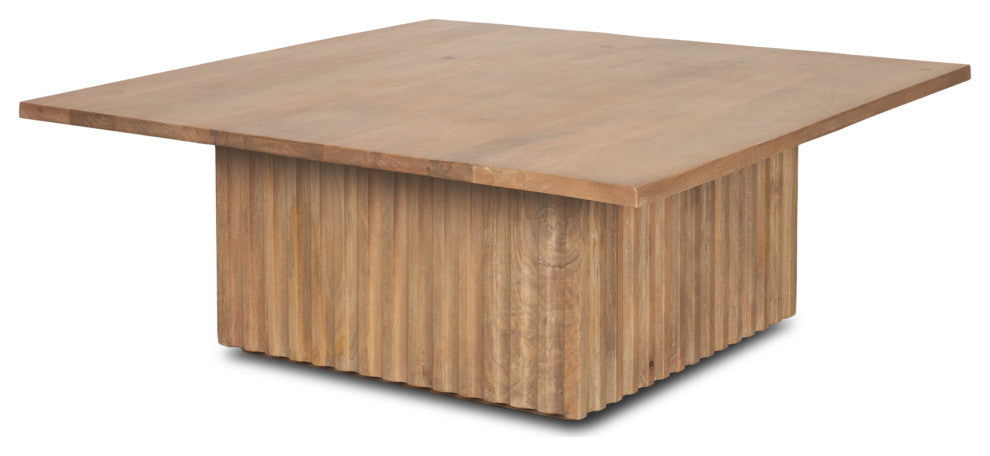 June Light Brown Wood With Fluting Square Coffee Table