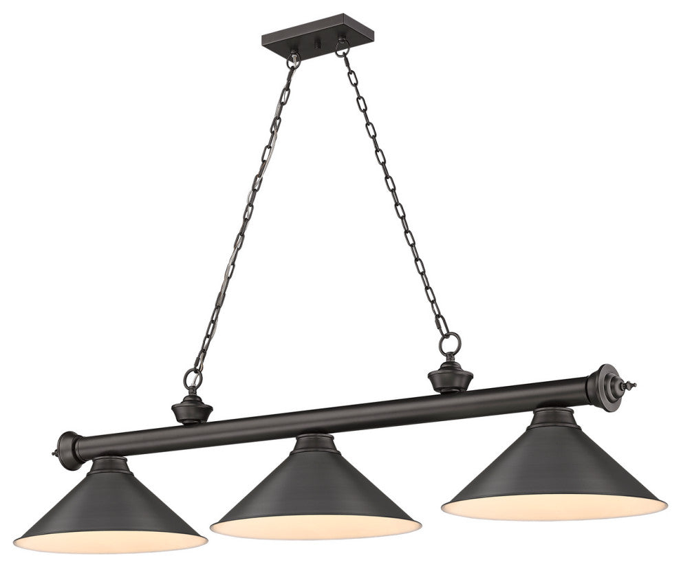 Zlite 2306-3BRZ-BRZ15 3-Light Billiard, Bronze