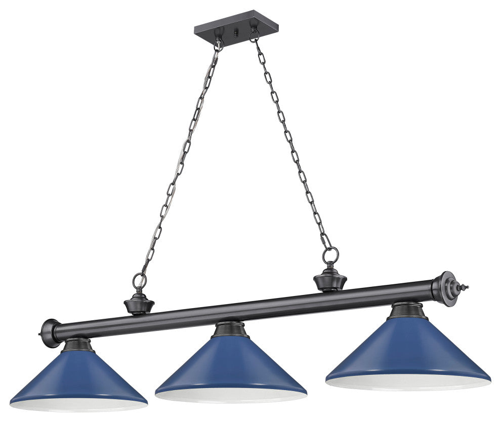 Zlite 2306-3BP-MNB 3-Light Billiard, Navy Blue