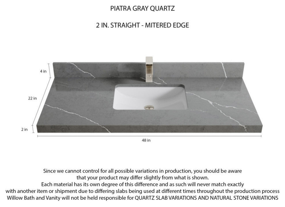 Malibu 48 Single Sink Bath Vanity in Elephant Skin Gray 2" Piatra Gray