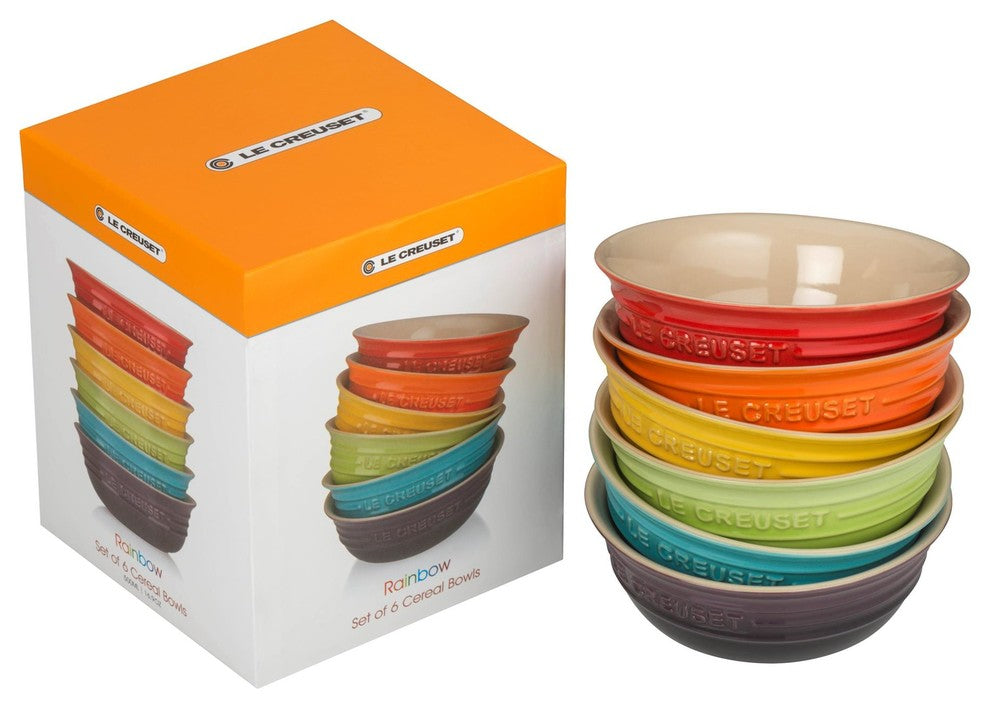 Le Creuset Stoneware 6-Piece Set Rainbow Cereal Bowls