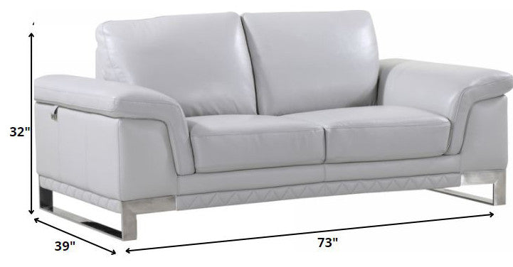 96" Lovely Light Gray Leather Sofa Set