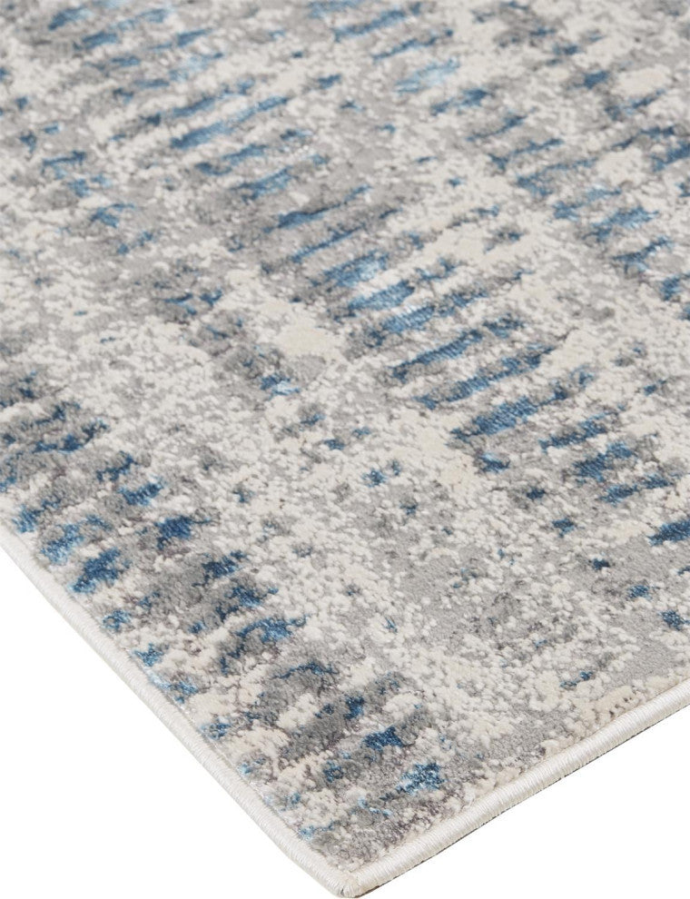 Weave & Wander Aurelian Modern Metallic Distressed Rug, Ivory/Silver, 10'x13'2"