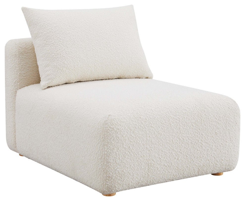 Hangover Armless Upholstered Chair, Cream Boucle
