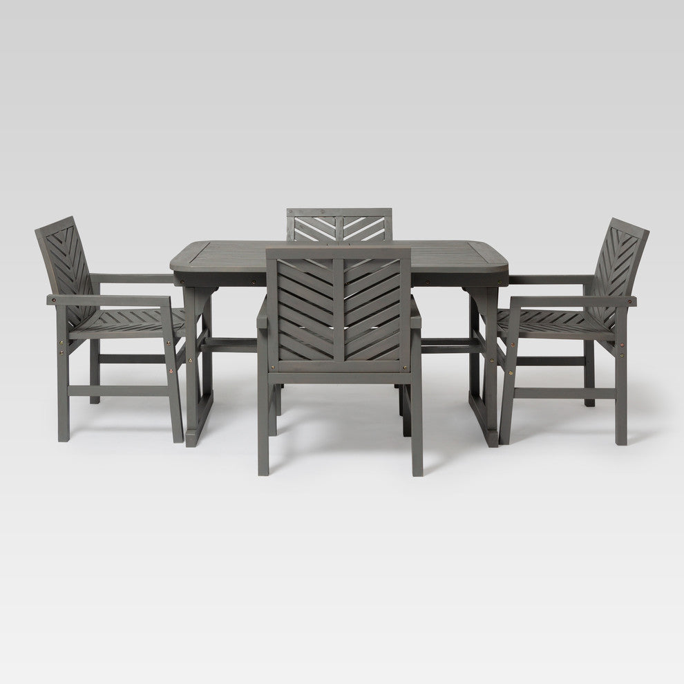 5-Piece Extendable Outdoor Patio Dining Set, Gray Wash