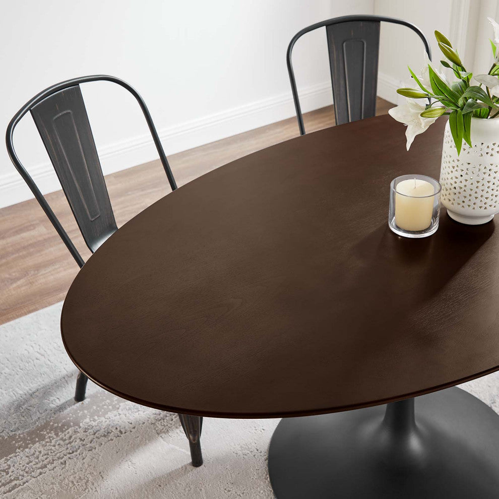 Lippa 60" Wood Oval Dining Table, Black Cherry Walnut