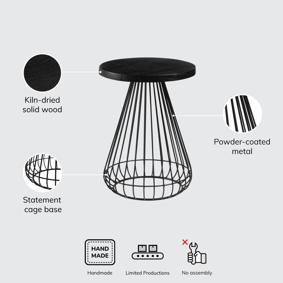 Melody Designer Cage Table, Black/Black