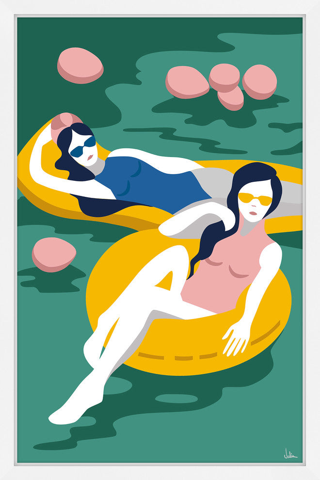 "Floating Girls" Framed Painting Print, 16"x24"