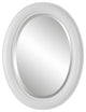 29 Inch Wood Wall Mirror, Beaded Oval Shape, White