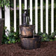 27" Tall 2-Tier Barrel and Pump Waterfall Fountain, Bronze Finish