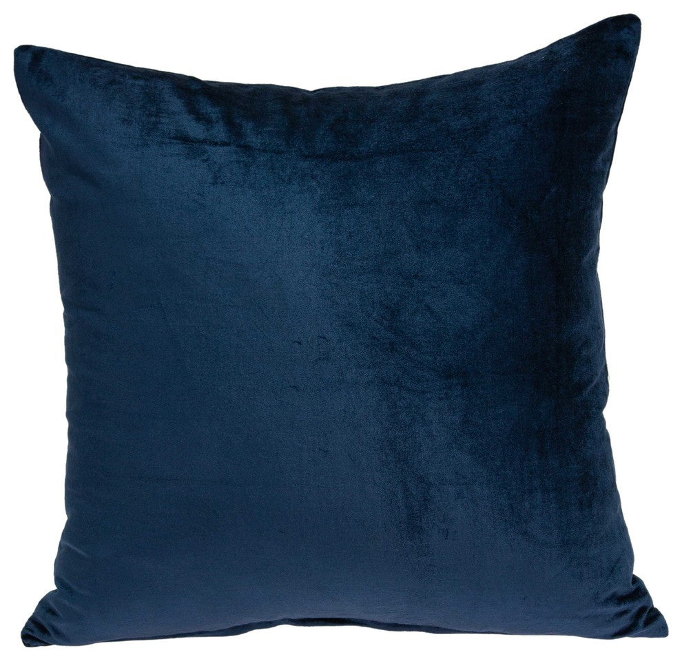 22" X 7" X 22" Transitional Navy Blue Solid Pillow Cover With Poly Insert