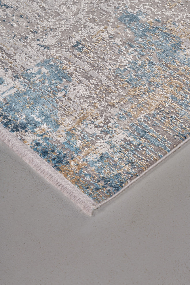 Weave & Wander Lindstra Ivory/Blue 3'1"x10' Rug