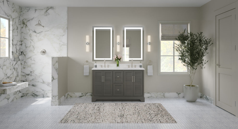 The Thalia Bathroom Vanity, Silver Gray, 54", Double Sink, Freestanding