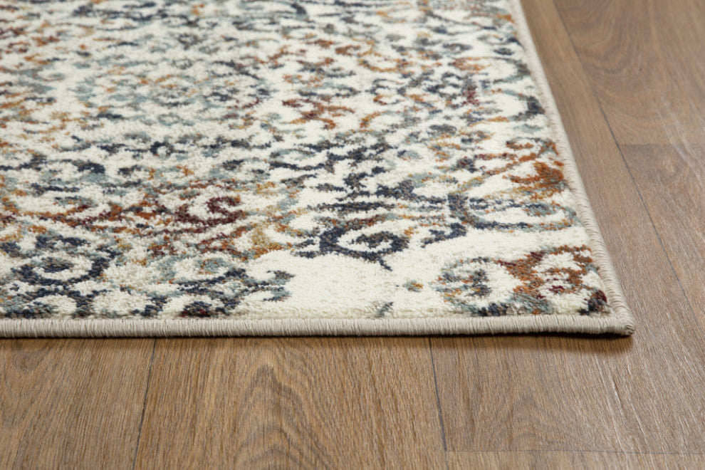 3"x5" Ivory Brown Decorative Diamond Area Rug