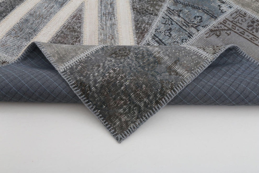 Rug N Carpet - Hand-knotted Turkish 6' 6'' x 9' 10'' Flag Patchwork Rug