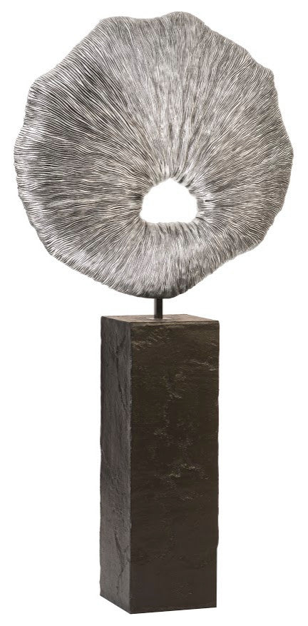 Colossal Fungia, Silver Leaf, Slate Pedestal