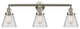 Small Cone 3-Light Bath Fixture, Clear Glass, Satin Brush Nickel