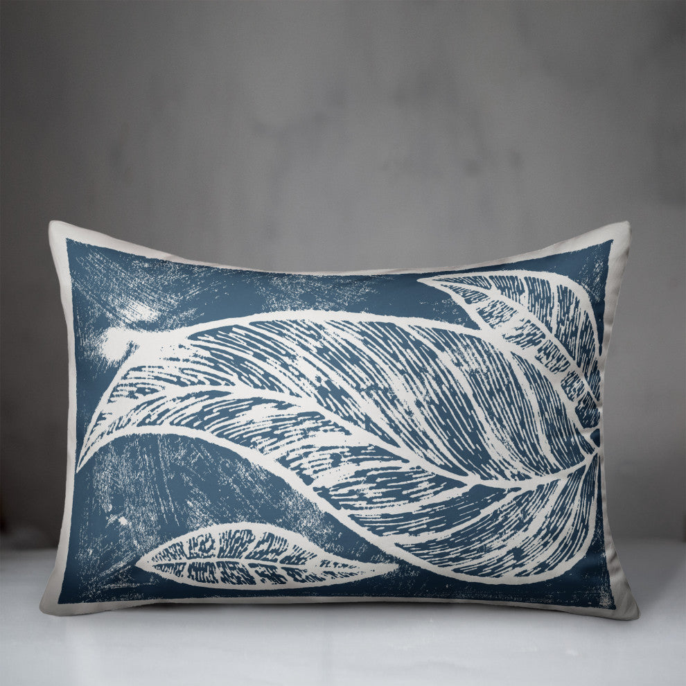 Navy Leaf Imprint I 14x20 Spun Poly Pillow