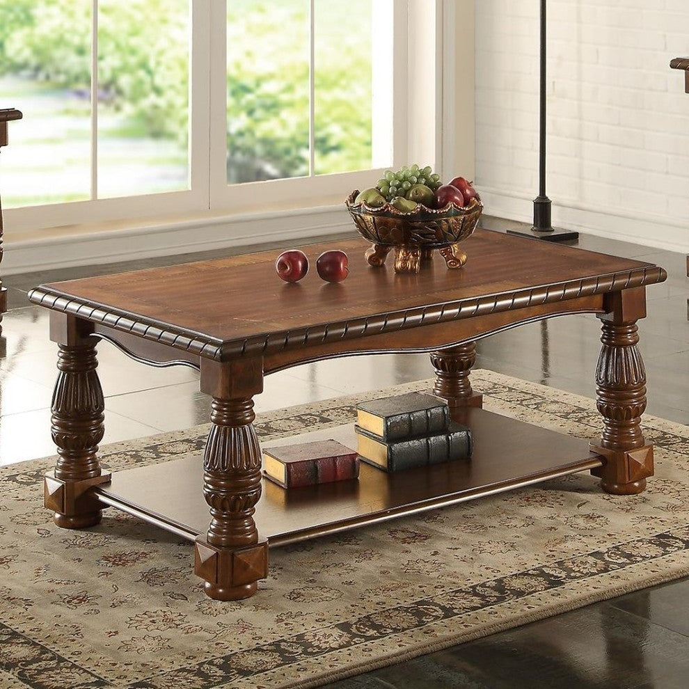 Benzara BM171403 Rubber Wood Ash Burl Coffee Table, Brown
