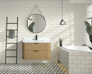 Ari Kitchen and Bath Chantal 36" Floating Bathroom Vanity Oak