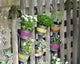 Hanging Metal Flower Planters "Jazzy Flowers" With Hanging Handles, 3-Piece Set
