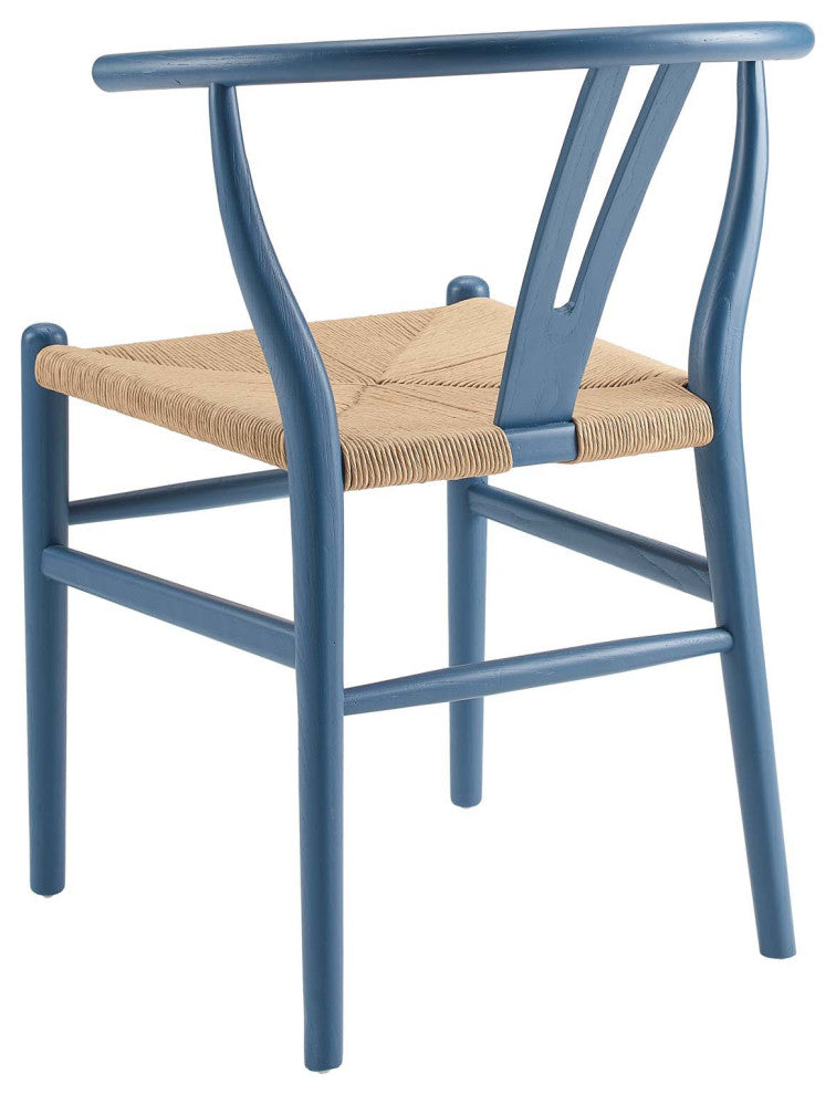 Side Dining Chair, Wood, Blue, Modern, Cafe Bistro Restaurant Hospitality