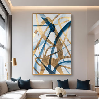 82x52, Abstract Oil Painting, Blue