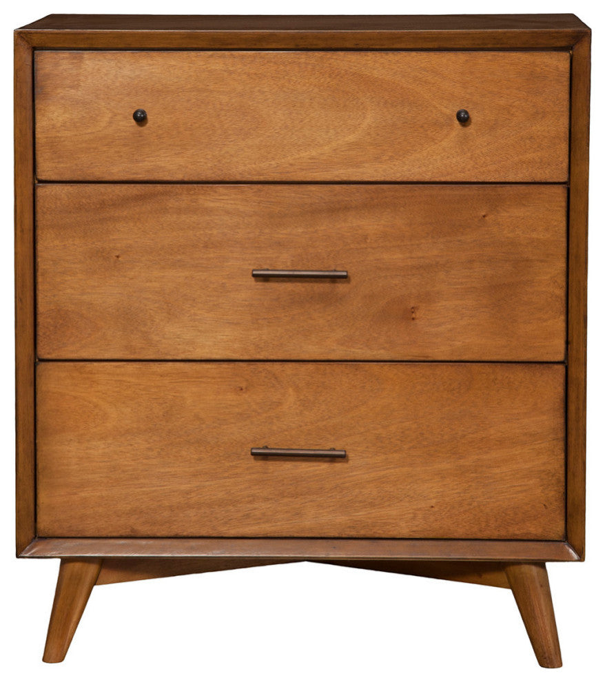 Flynn Mid Century Modern 3 Drawer Small Chest, Acorn