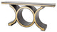 Stunning Midcentury Chain Link Console Table, Black Gold Dark Wood
