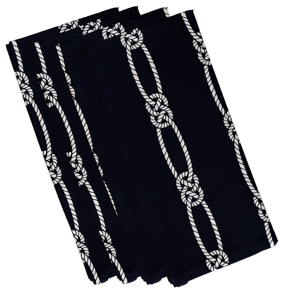 Tom Foolery, Stripe Print Napkin, Navy Blue, Set of 4