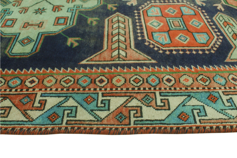 Semi-Antique Celica Rust/Navy Rug, 4'10x9'5